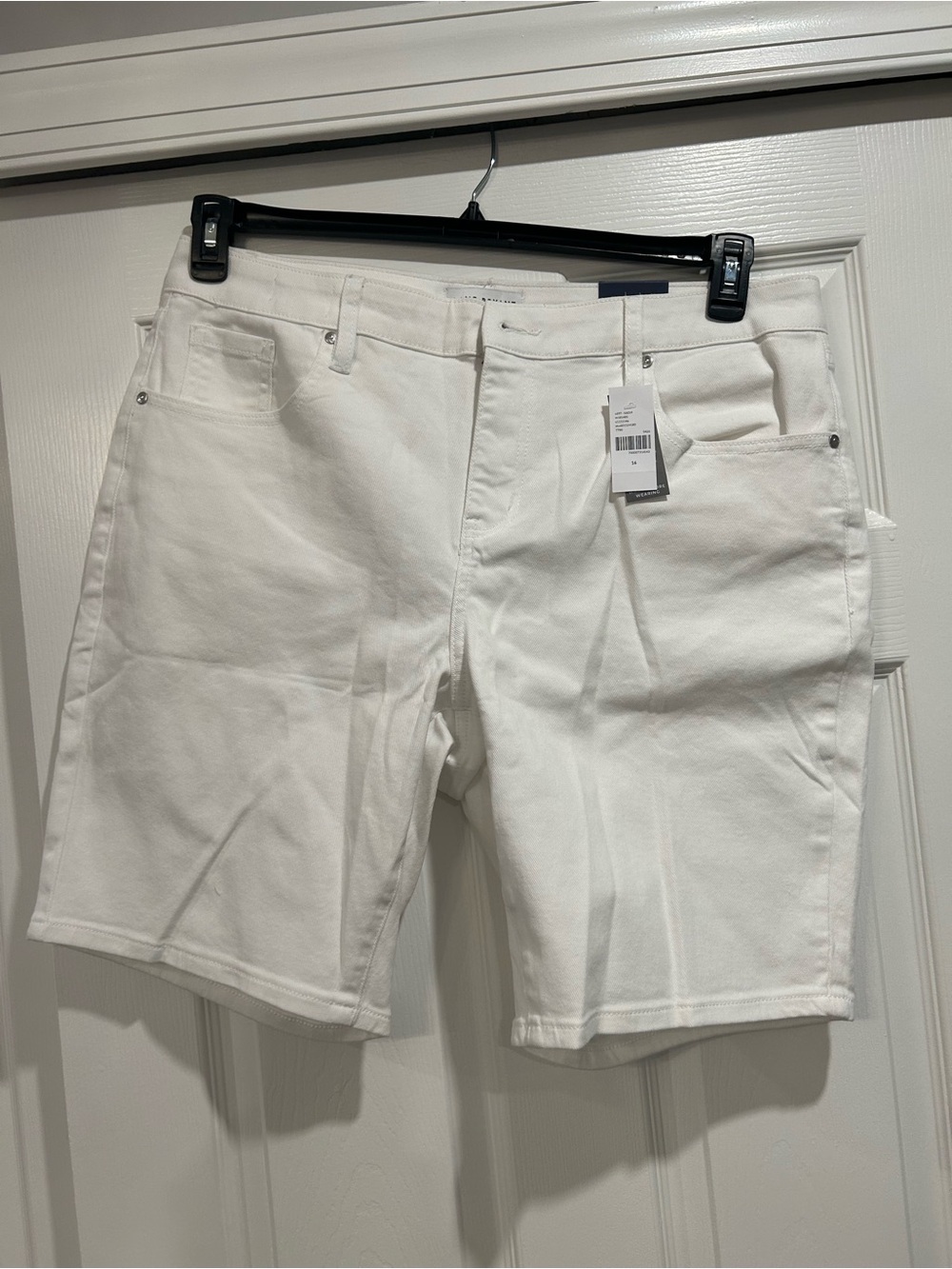 Plus Size White Denim Bermuda Shorts